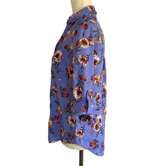 IZ BYER Purple Floral Button Down Blouse Size XS Spring Business Casual NWOT - Picture 5 of 8